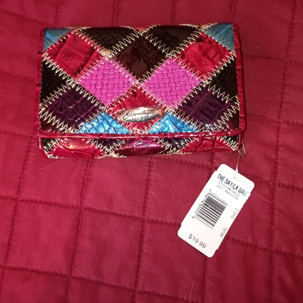 2/$15 Red and Pink Patchwork Clutch with Geometric Design